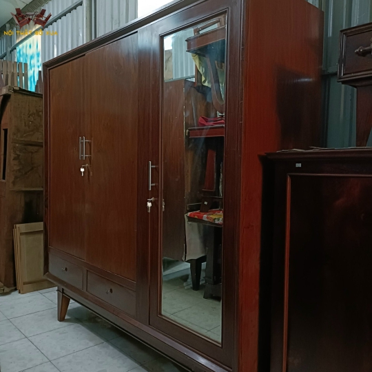 TỦ ÁO 03 CÁNH GỖ GÕ
