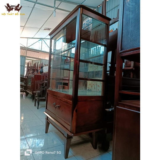 Tủ kiếng trưng bày gỗ cẩm xưa