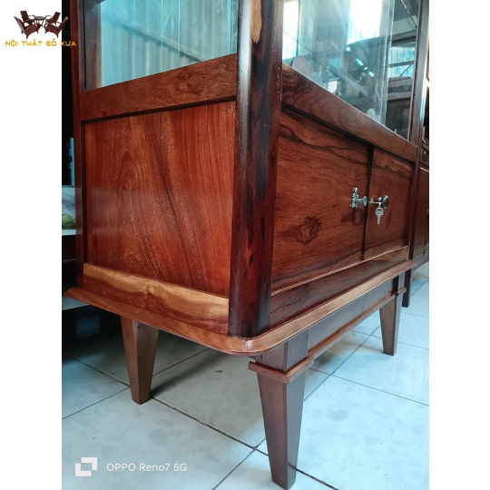 Tủ kiếng trưng bày gỗ cẩm xưa