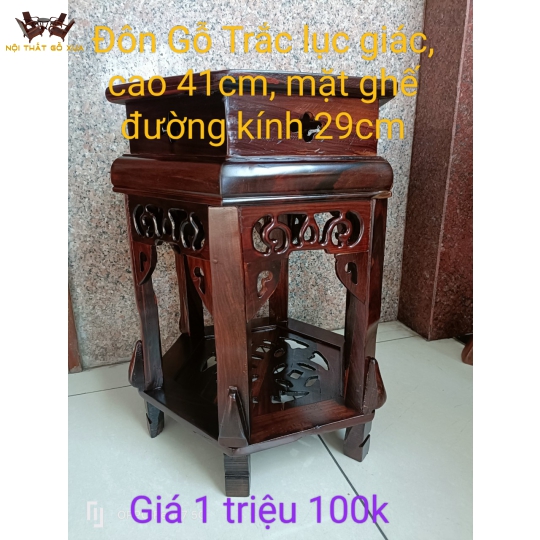 Đôn Gỗ Trắc Lục Giác 