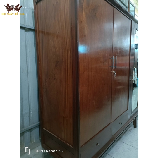 TỦ ÁO 03 CÁNH GỖ GÕ