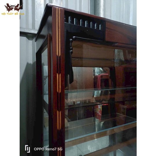 TỦ KÍNH LÙA GỖ GÕ-CẨM